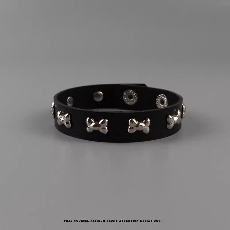 American Street Bone Bracelet Sexy Subculture Punk Style Bracelet Cute Niche Design Leather Wristband
