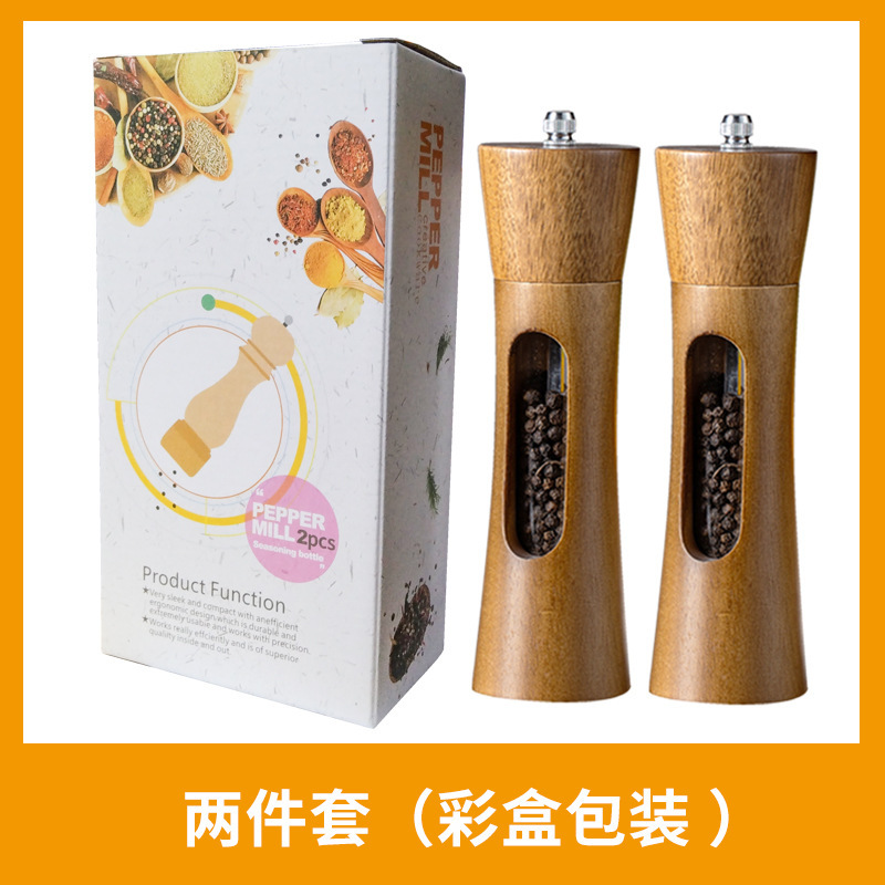アクリル胡椒ミル家庭用海塩サンショウ研磨器宝塔胡椒ミル木製キッチン用胡椒ミル|undefined