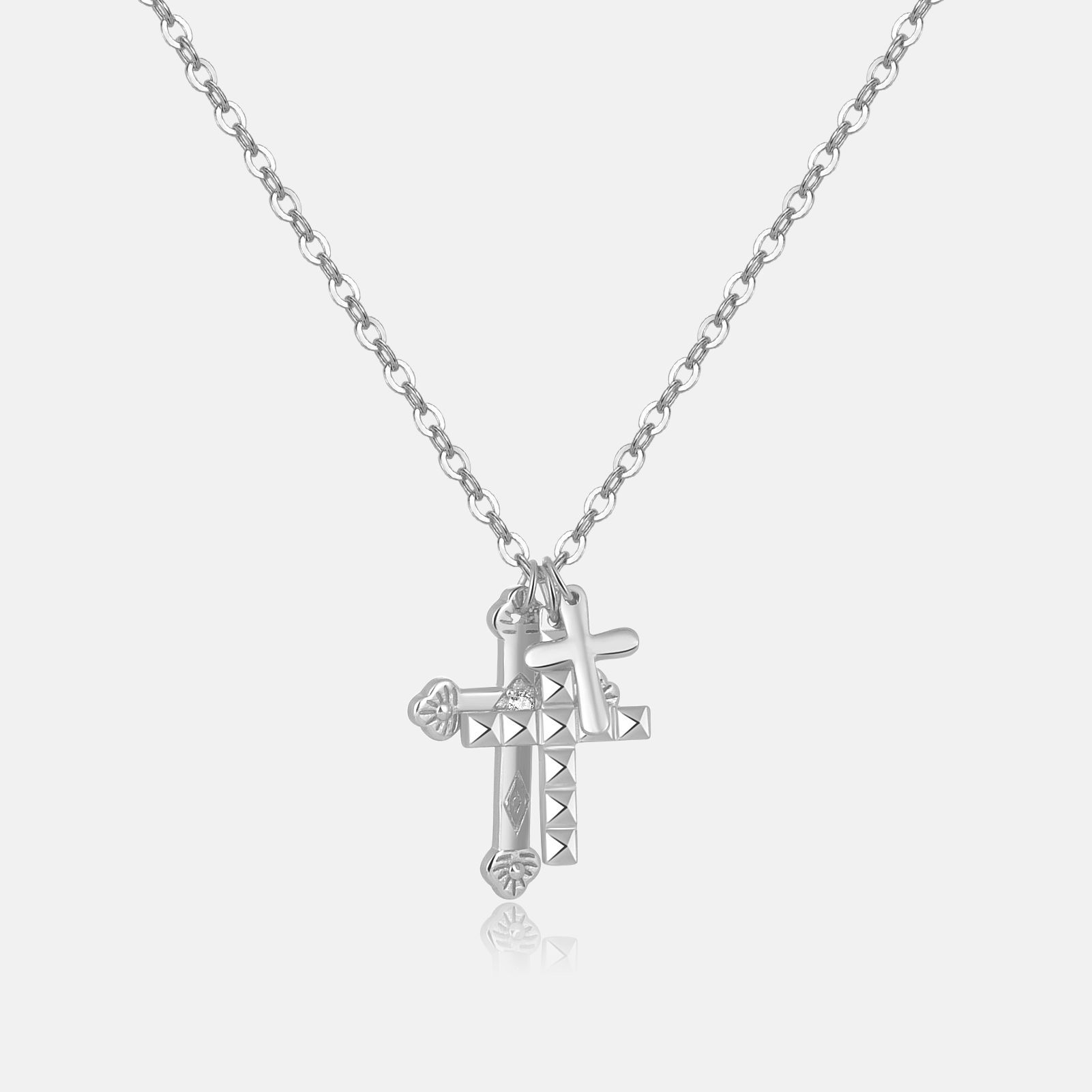 18K Real Gold Plated, Platinum Plated Plating Material 925 Sterling Silver Pendant Material 1 Piece 925 Sterling Silver Cross 925 Sterling Silver Pendant Necklace