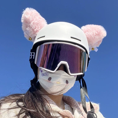 Dəbilqə (Kaska) aksesuarları | Board Helmet Ears Universal - pink-bell-cat-ears