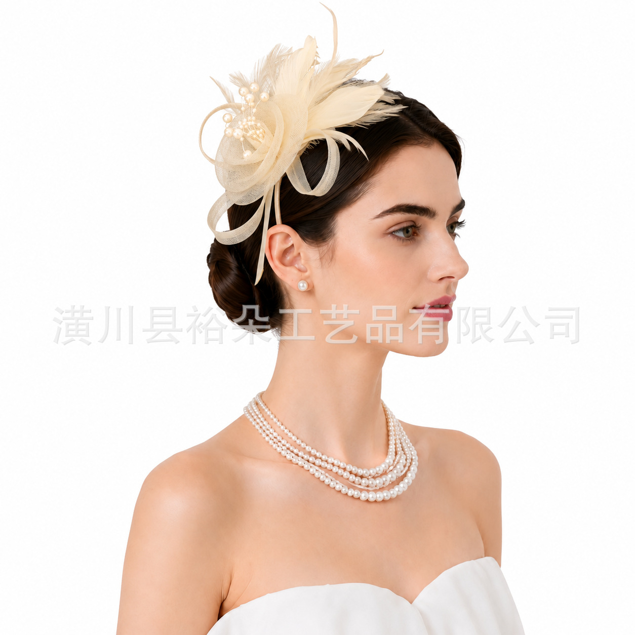 Amazon's new best-selling feather headpiece, vintage small elegant versatile party and horse racing festival mesh headwear wholesale