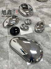 室内椭圆形鹅卵石售楼处所不锈钢装饰摆件镜面水池雕塑酒店会水滴
