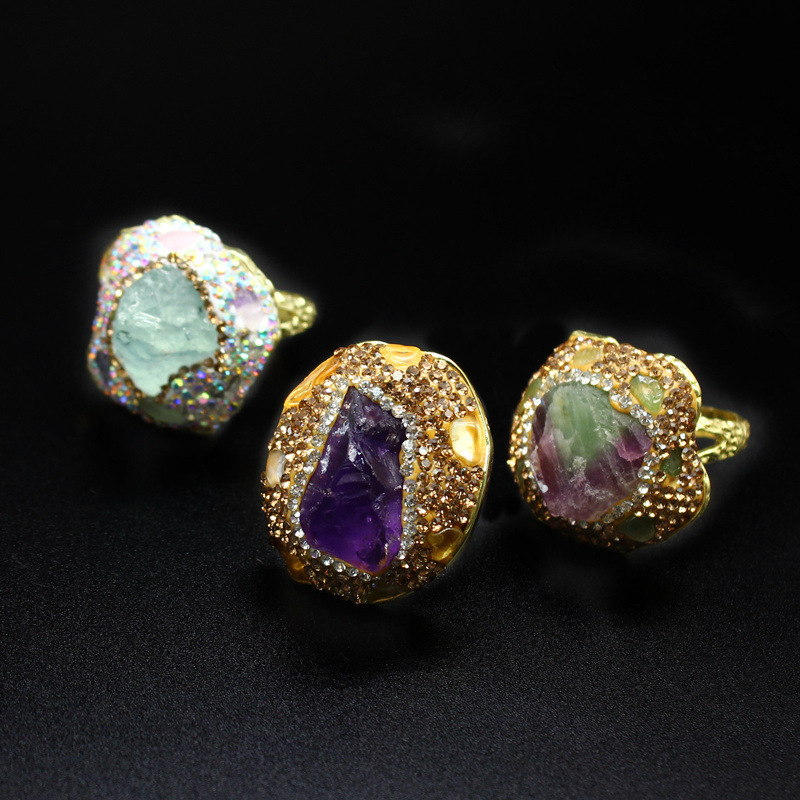 25g Weight Open Rings Classification Adjustable Ring Size 1 Piece Quantity Holiday, Daily Occasion natural stone Material Geometric Pattern Unisex Gender Plating, Healing Design Vintage Style, Classic Style Style Unisex Natural Stone Plating Healing Geometric Open Rings Healing Crystals Jewelry 无