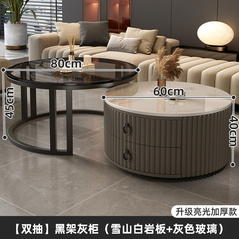 Mesa de té de roca sala de estar doméstica nueva mesa de té redonda roja de lujo moderno y simple mesa pequeña de lujo