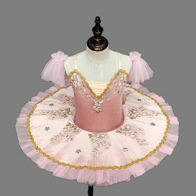 Kids toddlers girls pink velvet blue ballet dance dress flat tutu skirts swan lake ballet dance skirt ballerina classical ballet stage performance costumes for children