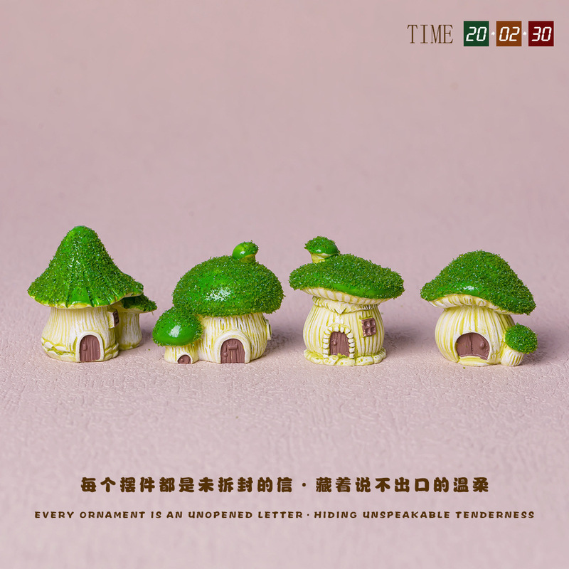 Micro Landscape Moss Mushroom House Fish Tank Landscaping DIY Living Room Home Decoration Resin Desktop Small Ornaments