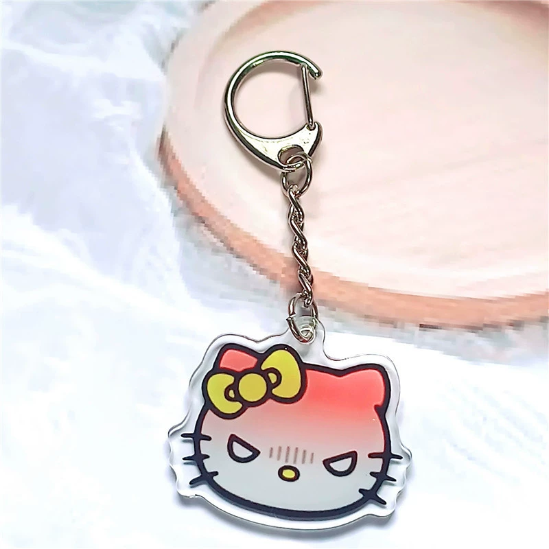 Hello kitty, акриловый брелок, двусторонний аксессуар для сумки, милый подвес, оптом