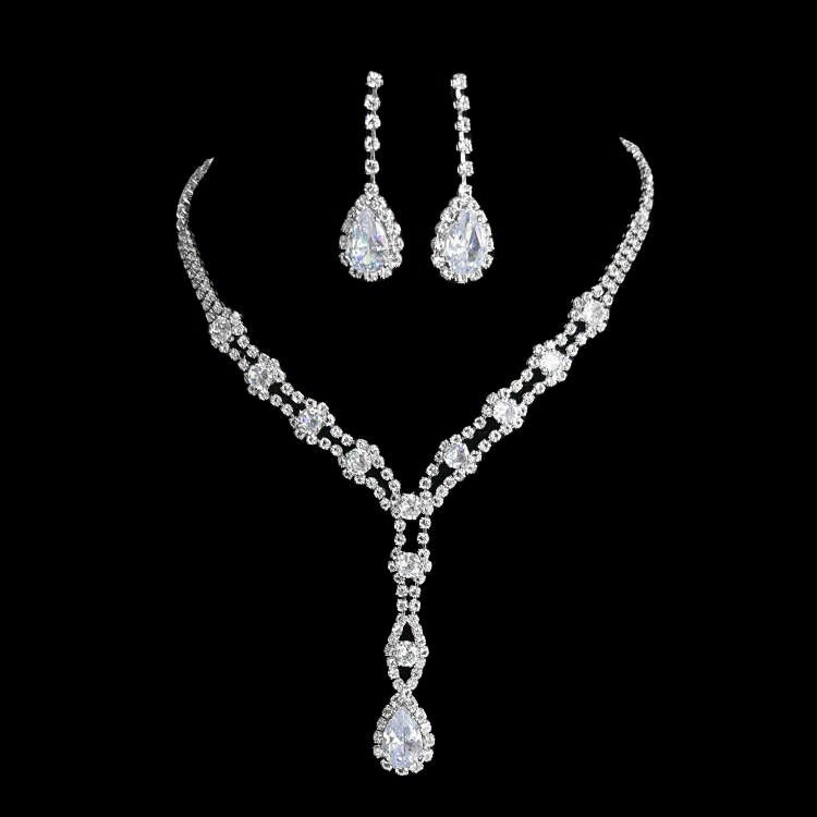 Цирконий, серьги, колье, длинный комплект, цепочка, Aliexpress, комплект из 2 предметов, легкий роскошный стиль, оптовая продажа