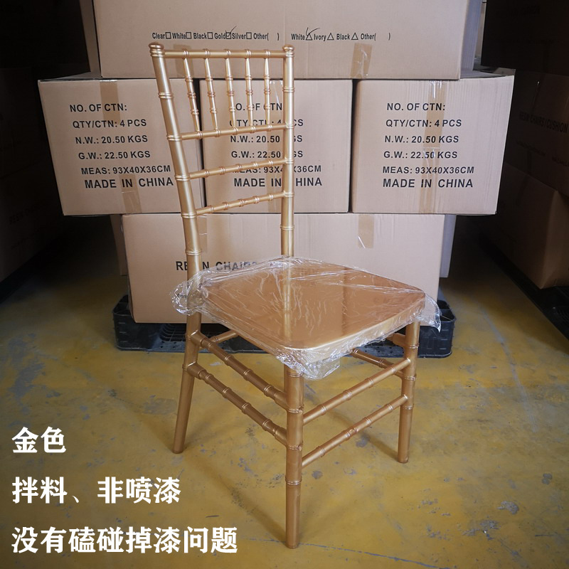 Exportación de desmontaje de oro silla de resina portátil silla de comedor silla de plástico acrílico silla de bambú
