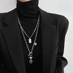 Sweater Chain for Women, Autumn and Winter 2025 New Trendy Long Design with Bear Pendant, Double-Layered Layered Wear, Hoodie Necklace Accessory
