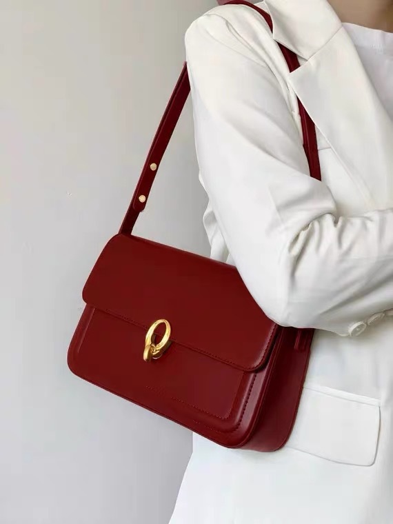 Women's Medium Pu Leather Solid Color Classic Style Flip Cover Shoulder 38L bag