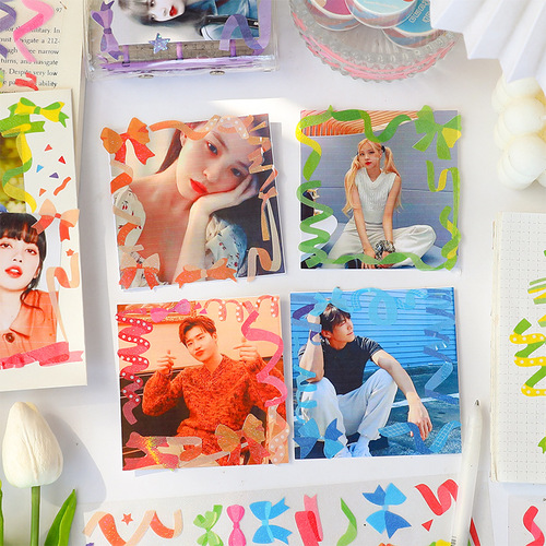 New Color Ribbon Series Handnote Sticker Cute PVC Waterproof Small Sticker Material Paper Wholesale
