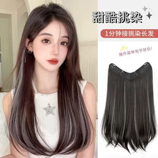 一片式假发女微卷内扣挑染假发片增发量蓬松仿真发无痕隐形接发片