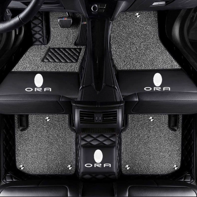 Modelə uyğun ayaqaltı, Cat, special full-coverage car floor mats - euleriq-double-layer-black-gray-silk-loop