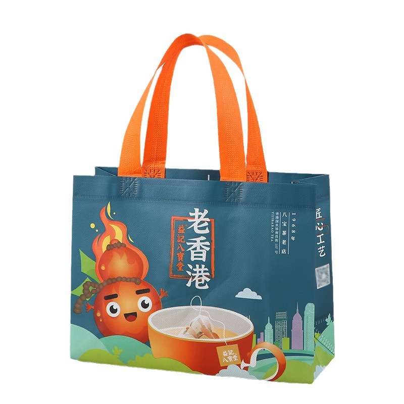 Bolsas de regalo portátiles no tejidas publicidad bolsa de embalaje para llevar bolsas de embalaje UV color impresión de alimentos bolsa de compras al por mayor