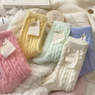 Women's coral fleece socks autumn and winter fleece-lined thickened warm postpartum confinement socks sleep mid-calf dopamine socks