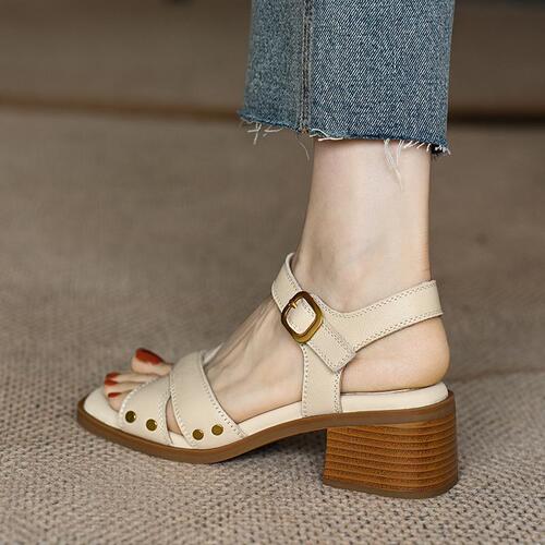 Women's 2025 New Summer Sandals with Open-Toe Design, Soft Back Cross Strap, Commuting, Thick Heel, Non-Slip Women's Shoes