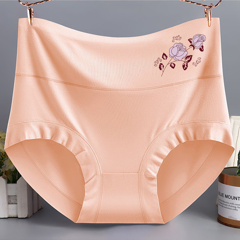 女性パンツモーデール高腰抗菌プリント大サイズの腹を閉じた三角パンツ太ったmm中高年ママパンツ|undefined