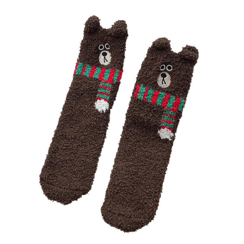 Calcetines de Piso de Terciopelo de Coral Térmicos y Engrosados para Invierno