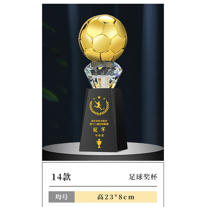 Fútbol Trofeo de cristal Creativo Tirador Deportivo Juegos Mundiales Torneo Medalla de resina Premios de equipo árbitro