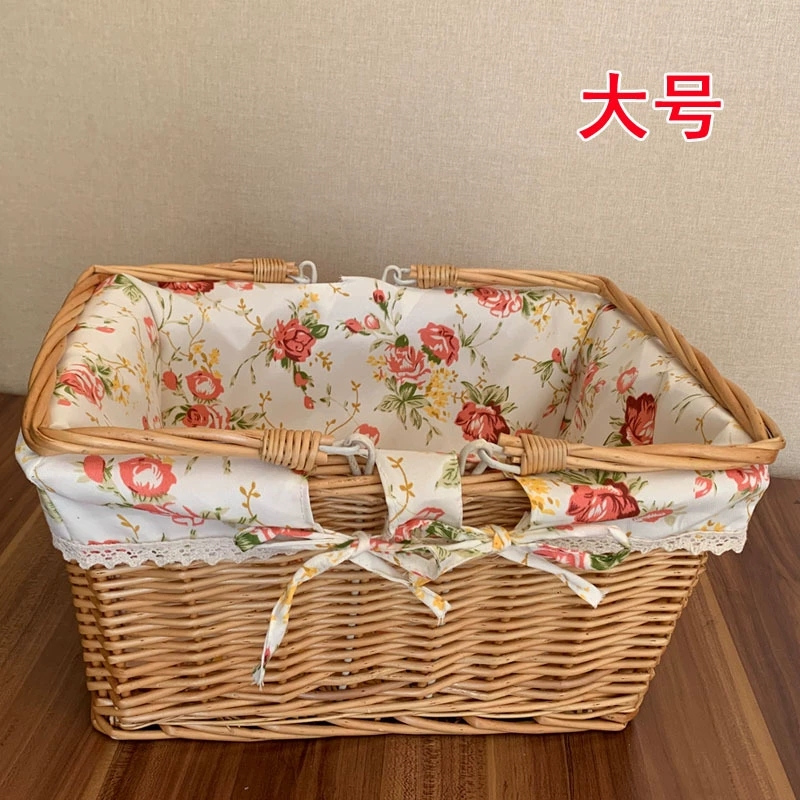 Корзина из ротанга для хранения цветов, корзина для покупок, корзина из ротанга, объёмная корзина зеленая для пикника