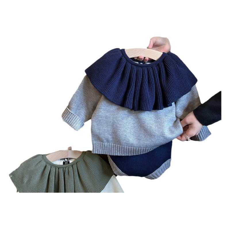 Estilo coreano primavera nuevo collar de loto Super lindo punto superior conejo cola pantalones cortos estilo occidental traje de niña