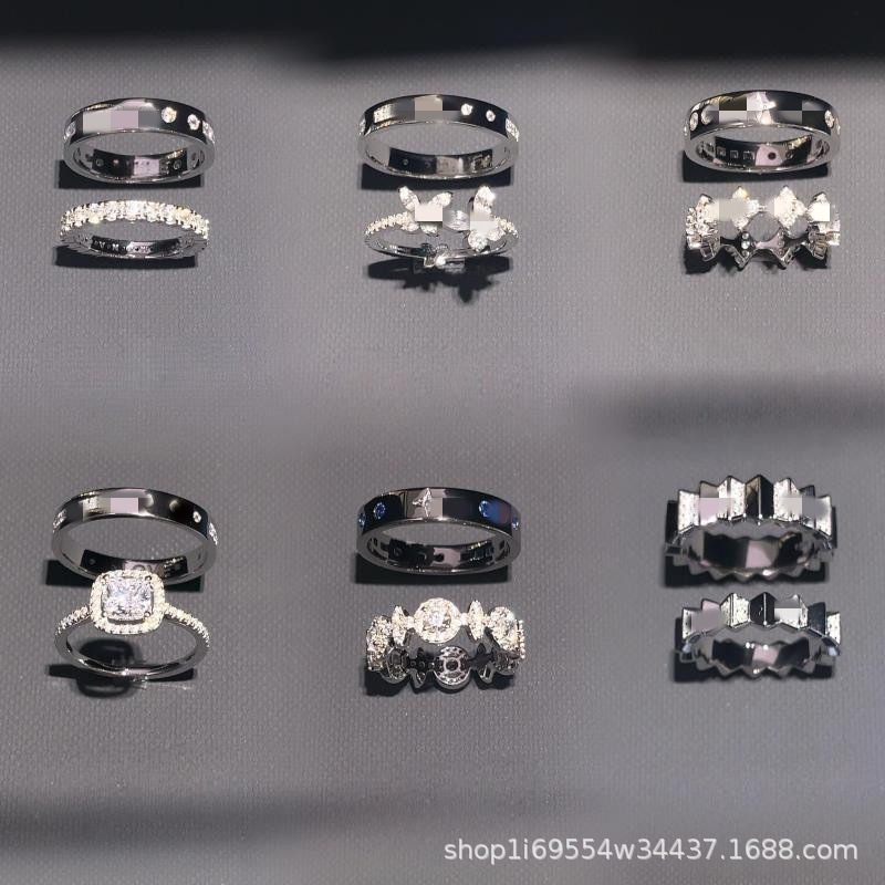 Poison Edition a Morse Code Knight Princess Pig Nose Small Sugar Cube Diamond-Encrusted Ring Elegant Couple Style for Men and Women