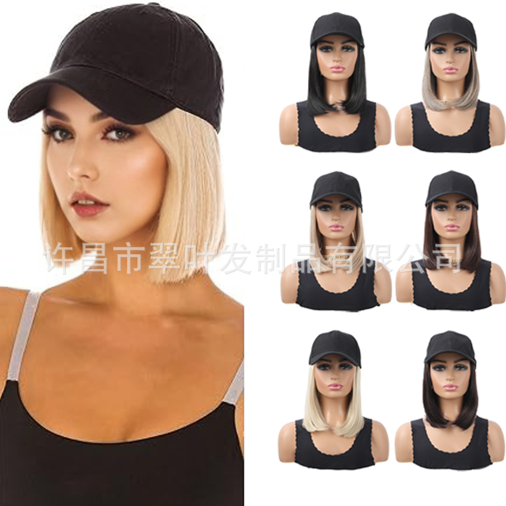 Sombrero pelucas fibra química corta pelo recto Bobo cabeza en una peluca de moda pelucas 10 pulgadas