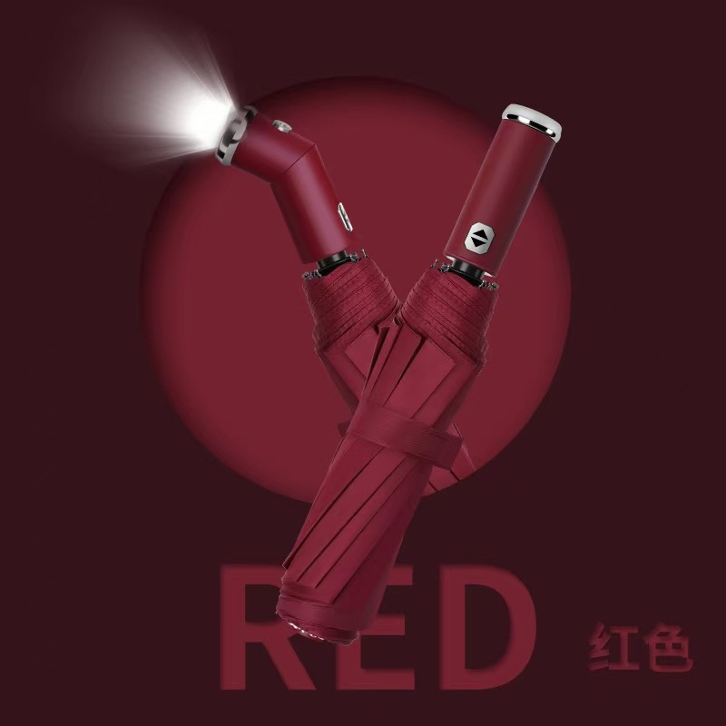 Paraguas plegable promocional totalmente automático, de diez varillas reforzadas, para dos personas, con triple pliegue y revestimiento negro para protección solar y protección UV, apto para clima soleado y lluvioso.