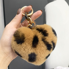 Turtle fur ball key chain heart shape bag accessory high-end love car key holder plush personalized gift