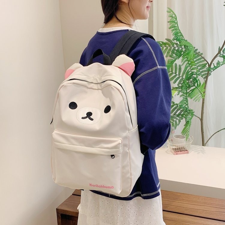 新しい日本のかわいいクマブラウン大容量漫画バックパックレジャー旅行学生ソフトガールバックパックスクールバッグ|undefined