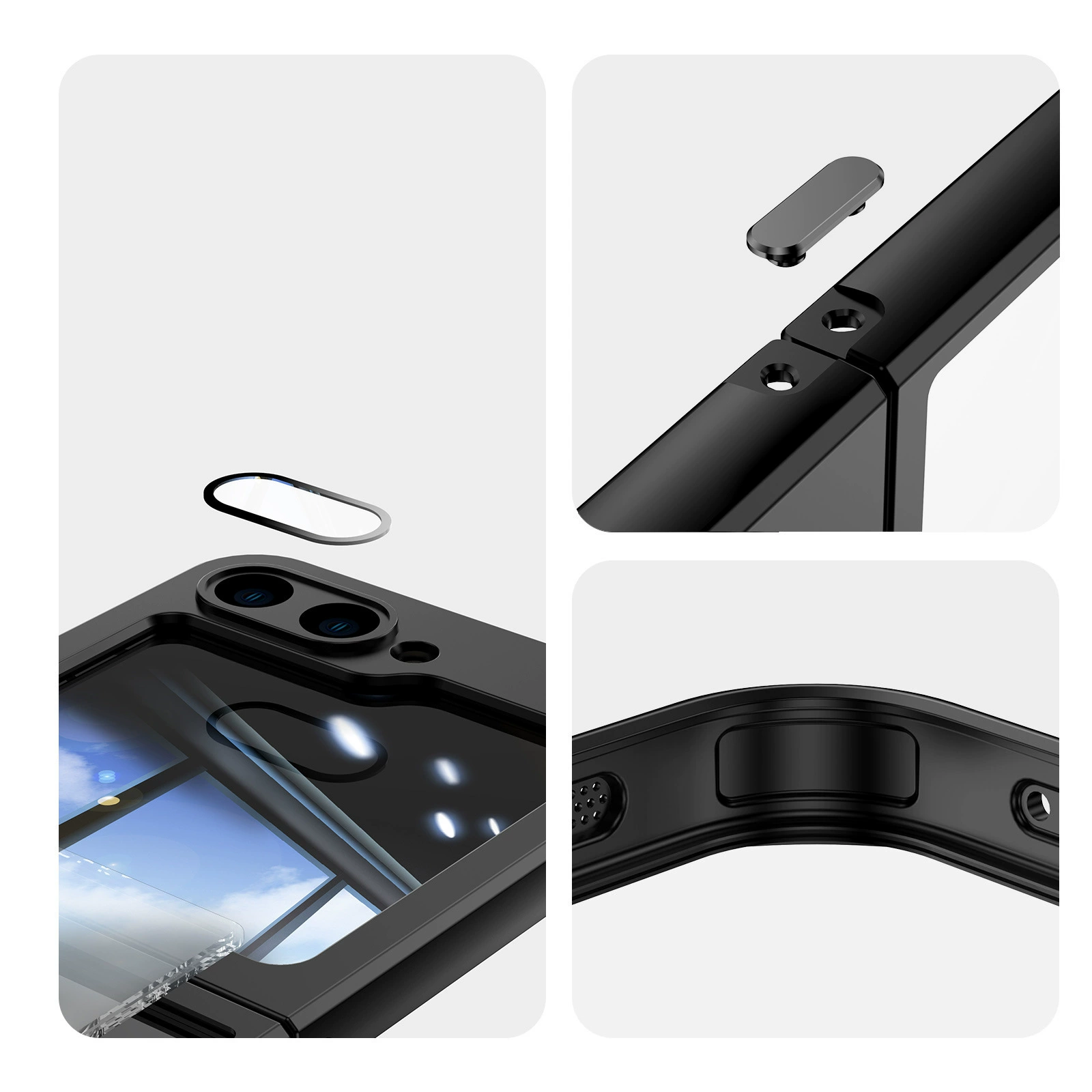 Совместимый чехол для телефона Samsung, акриловый GalaxyZFlip5, прозрачный защитный чехол, Z Flip6, защитa от падения