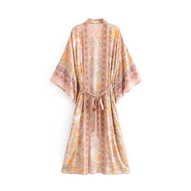 欧美外贸女装飞马印花开衫和服外套  8850
