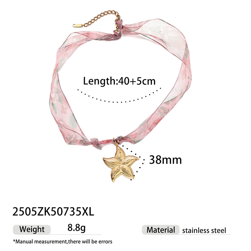 TENA Europa y América moda transfronteriza bufandas de seda collar de estrellas de mar nicho joyas de estilo vacacional joyas mujeres al por mayor image 12