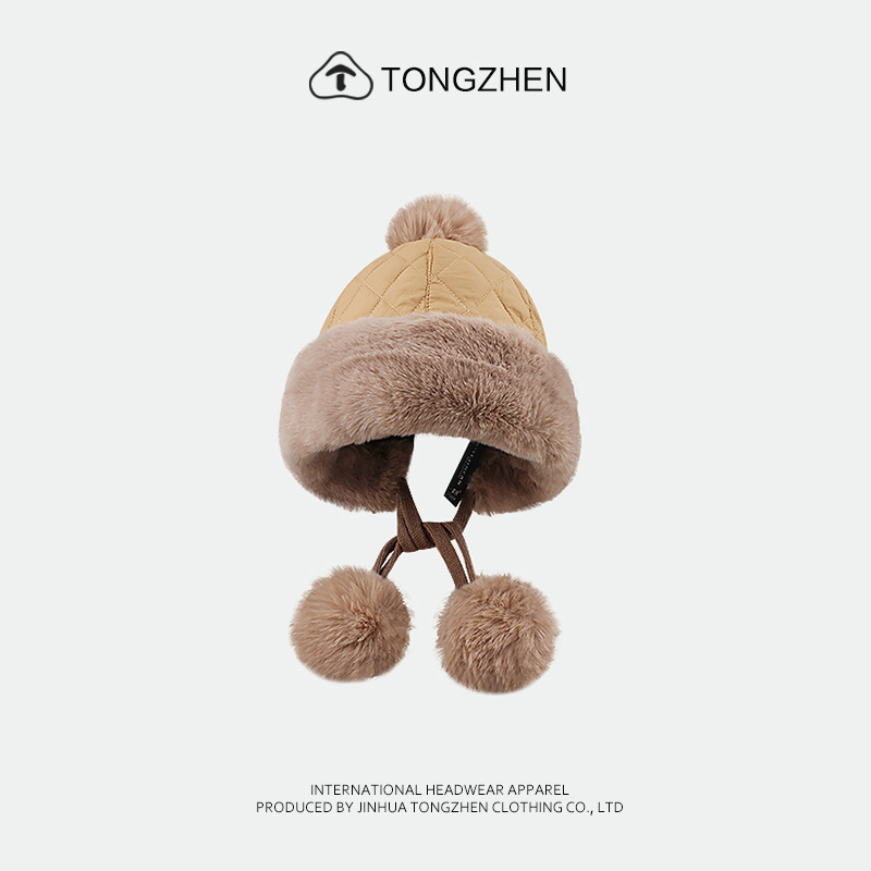Donzen katoenen dames Koreaanse editie Sweet Cute Ball Lei Feng Winter verdikte en warme oorbescherming pluche hoed_voghion.com