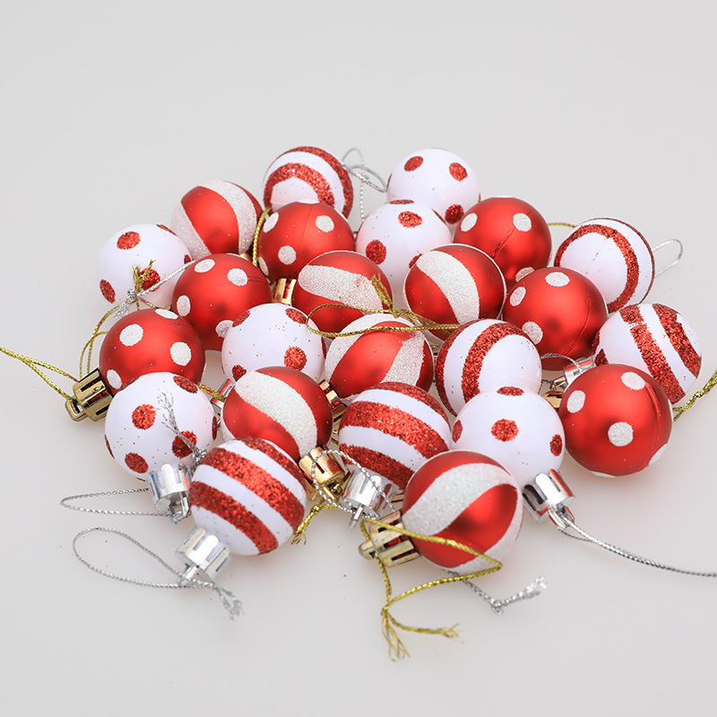 3 センチメートル塗装クリスマスボールクリスマス装飾クリスマスツリーギフト装飾ミニ 24 PVC 箱入りクリスマスギフト|undefined
