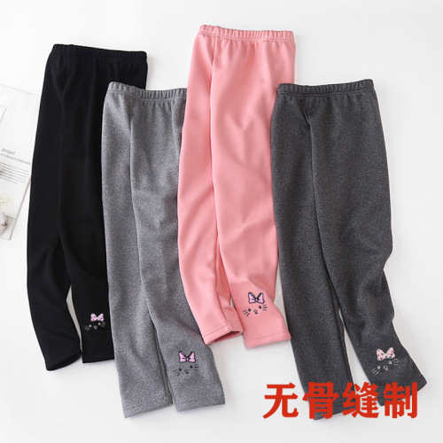 New children's thermal leggings for girls, padded winter warm pants for babies, outerwear, cartoon sleep pants