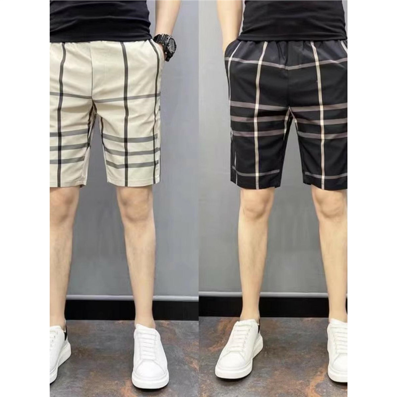 Trendy Summer Thin Plaid Beach Shorts 2025 New Straight-Leg Casual Men's Shorts