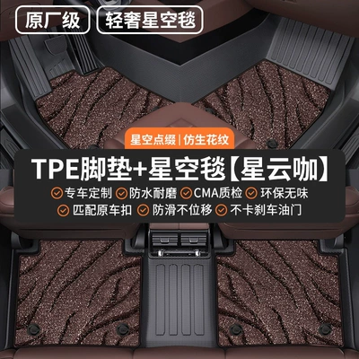 Modelə uyğun ayaqaltı | TPE car floor mats - five-seater-double-layer-luxury-modeloriginal-factory-grade-tpe-floor-mats-starry-sky-carpet-nebula-coffee-leave-a-message-for-the-car-model