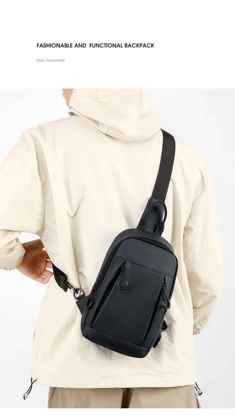 Cross-border men's chest bag, large-capacity multi-functional single-shoulder bag, men's fashionable Korean version versatile crossbody bag, business chest bag undefined