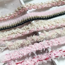 粉色小香风装饰辅料手工织带毛线花边diy衣服领口袖口腰带辅料