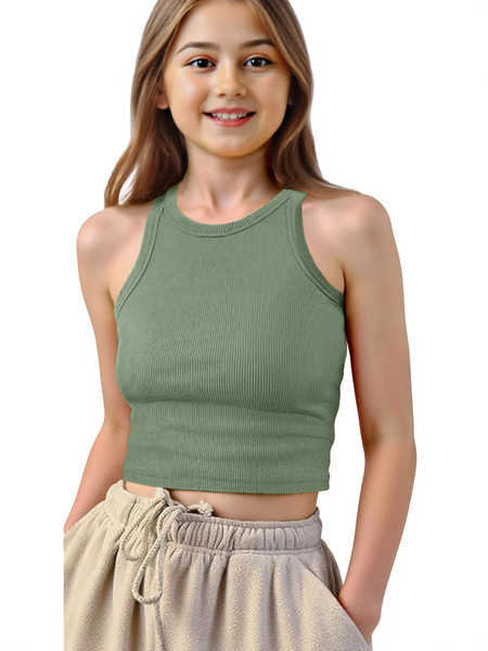 short children's summer solid color bra top sleevless