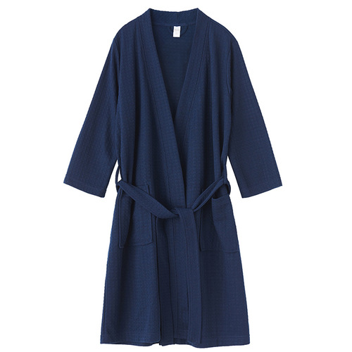 Spring and summer waffle bathrobe women's sauna suit thin sauna suit nightgown men's water-absorbent quick-drying bathrobe wholesale