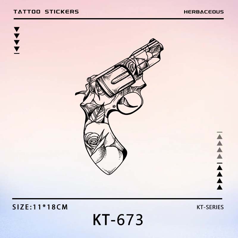 Rose Revolver Trendy High-End Sweat-Proof Waterproof Long-Lasting High-Value Herbal Juice Tattoo Sticker for Women and Men Half-Arm Rose Revolver Trendy High-End Sweat-Proof Waterproof Long-Lasting High-Value Herbal Juice Tattoo Sticker for Women and Men Half-Arm
