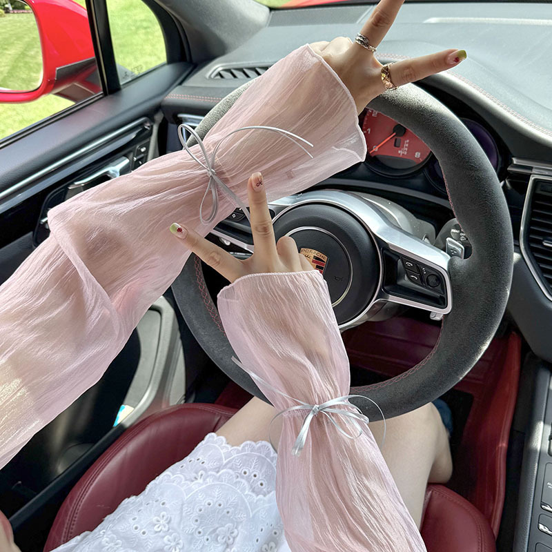 Mangas de hielo, mangas de seda de hielo, protector solar de verano para mujer, lazo ligero y suelto, manga de hielo de conducción de alto valor, mangas de protección solar