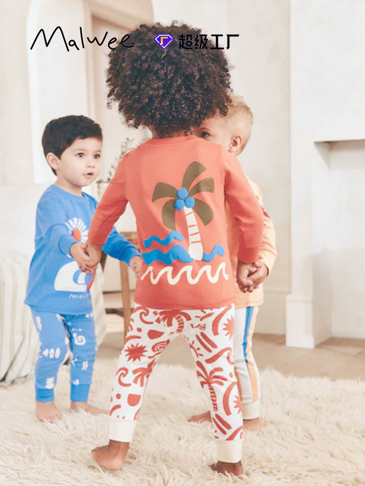 Malwee transfronterizo ropa de hogar infantil otoño invierno nuevo estilo europeo y americano para niños de mediana edad ocio chaqueta de otoño pantalón conjunto de aire extranjero