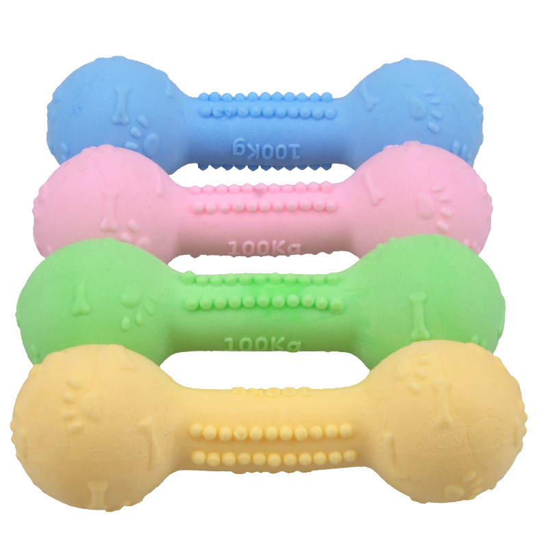 PET juguete de espuma TPR leche sabor molar Barbell huellas hueso mancuerna perro juguete fábrica en stock