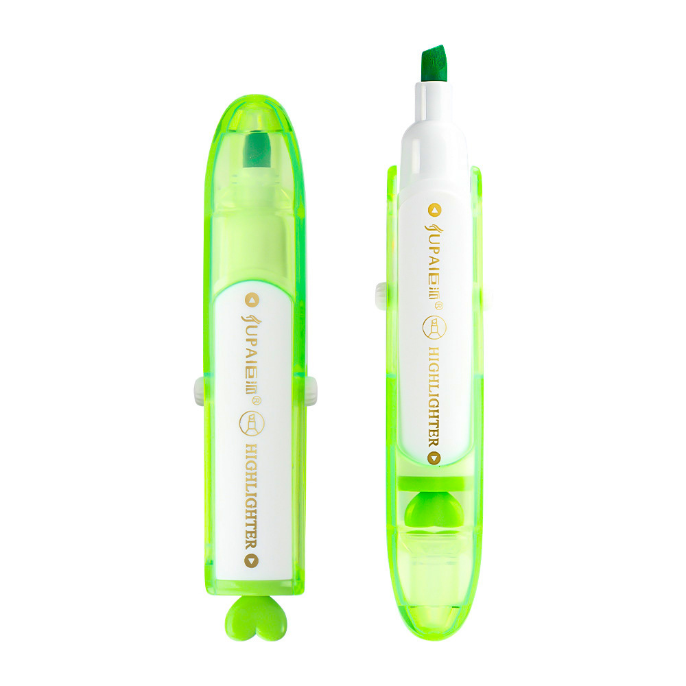 Divertido conjunto de resaltador de tapa flip seco rápido sin manchas de cepillo de estudiantes marcado resaltador DIY pincel