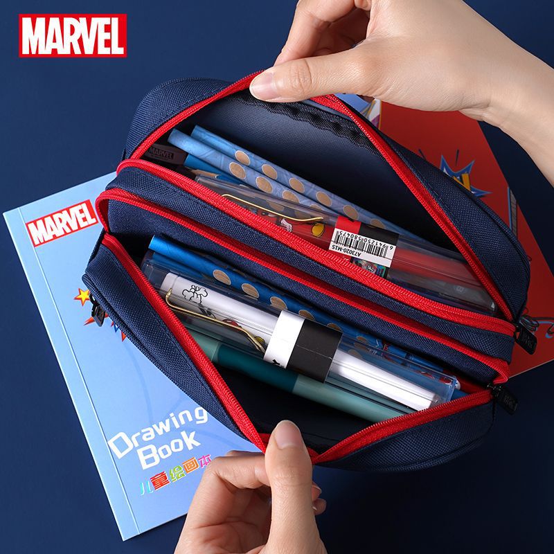 Disney de alto valor impresión de dibujos animados canvas bolsas de lápiz 2024 nueva gran capacidad doble bolsa de papelería anti-sucia