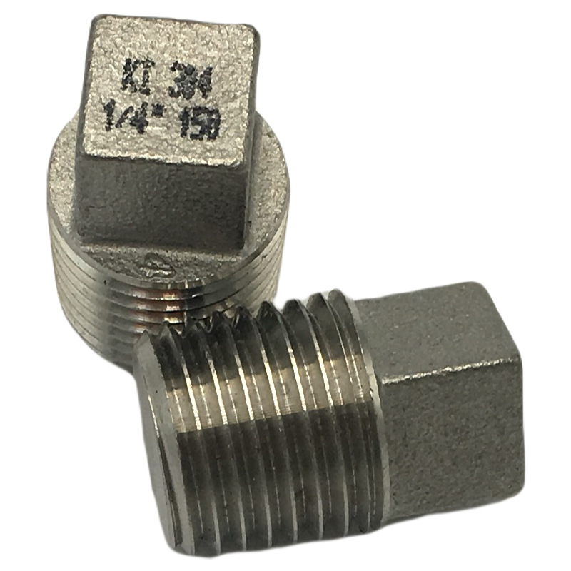 304不锈钢美标牙外螺纹堵头不锈钢堵帽外四角堵头实心NPT堵头闷头